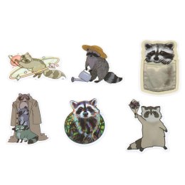 Zestaw Naklejki Z Szopem Dekoracyjne Różne Motywy 50 szt. 7-8 cm LEAN