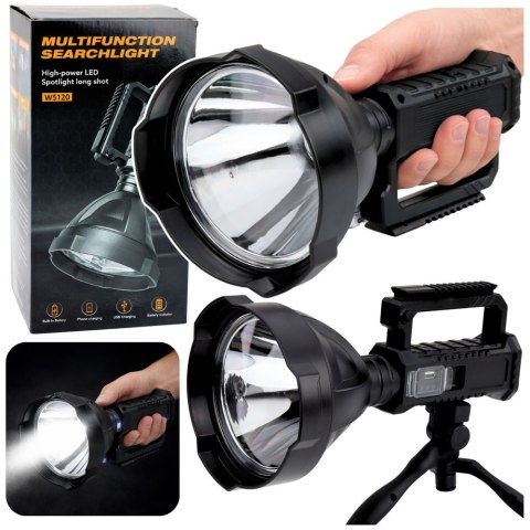 Duża Latarka Reflektor Ze Statywem Szperacz LED W5120 Powerbank 31 cm LEAN