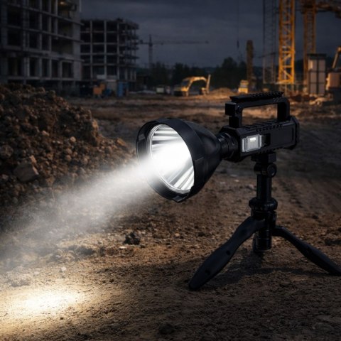 Duża Latarka Reflektor Ze Statywem Szperacz LED W5120 Powerbank 31 cm LEAN