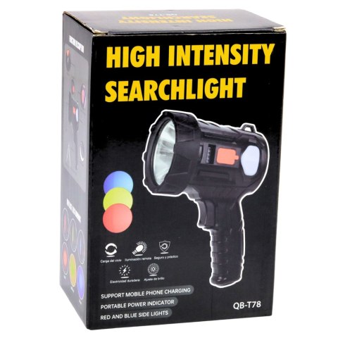 Latarka LED Szperacz Solarna 6 Trybów Powerbank Wymienne Filtry 19 cm LEAN