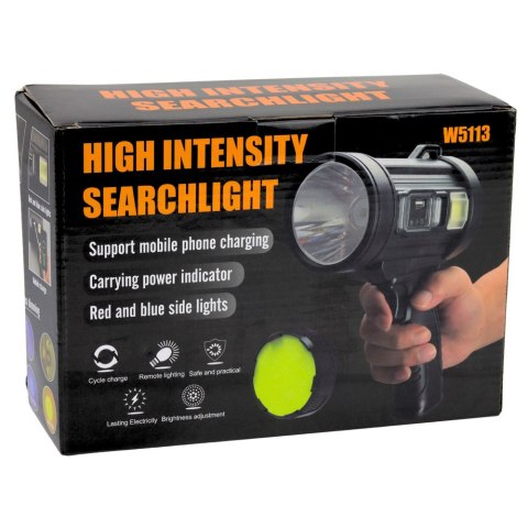 Latarka LED Szperacz Solarna 6 Trybów Powerbank Wymienne Filtry 23 cm LEAN