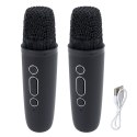 Zestaw Do Karaoke Głośnik Dwa Mikrofony Światła LED Czarny LEAN