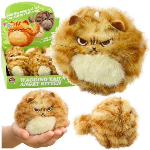 Pluszowy Rudy Kotek z Kręcącym Ogonkiem Dźwięki Piszczenia Brelok 9 cm LEAN Toys