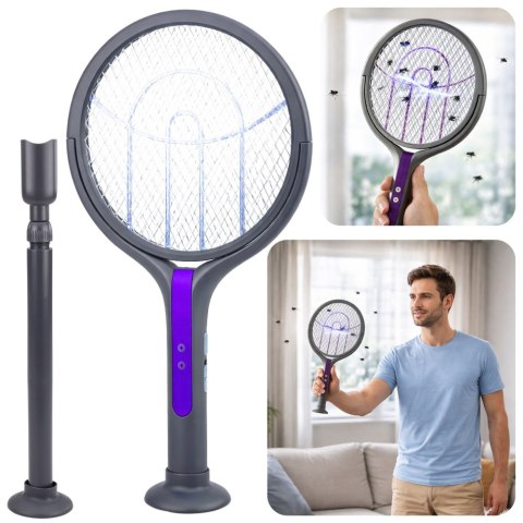 Rakieta Owadobójcza Elektryczna Teleskopowa 2w1 Lampa Na Muchy Komary LEAN