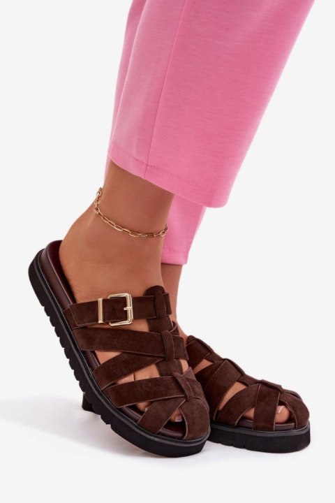 Sandał Klapki Model Roselisse MAN0383 Czekolada - Step in style Step in style