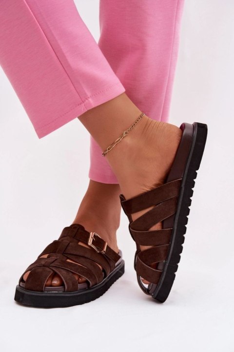 Sandał Klapki Model Roselisse MAN0383 Czekolada - Step in style Step in style