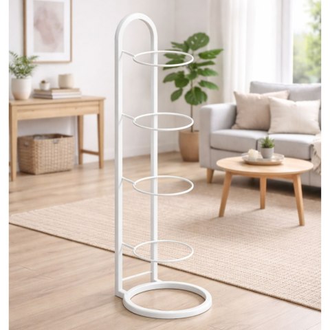 Pionowy Stojak Regał Na Piłki Metalowy Funkcjonalny Biały LEAN