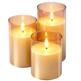 Zestaw Świece Elektryczne LED Sterowanie Pilotem Ciepła Barwa 3 szt. LEAN