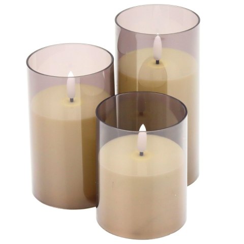 Zestaw Świece Elektryczne LED Sterowanie Pilotem Ciepła Barwa 3 szt. LEAN