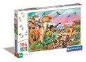 Puzzle 104 Super Color KRAINA DINOZAURÓW Clementoni 25768 Clementoni