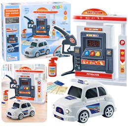 Interaktywna Stacja Benzynowa Auto Policyjne Światła Dźwięki Dym LEAN Toys