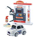 Interaktywna Stacja Benzynowa Auto Policyjne Światła Dźwięki Dym LEAN Toys