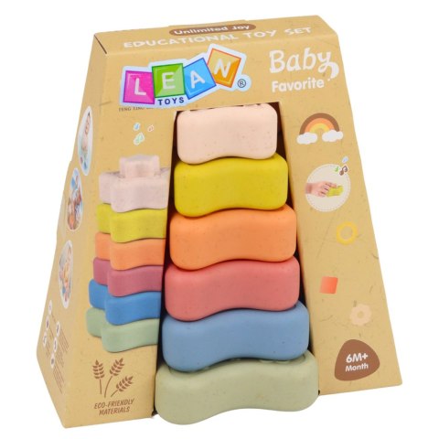 Piramidka Sensoryczna Gwiazdki Miękkie Klocki Układanka Kolorowa 6el. LEAN Toys