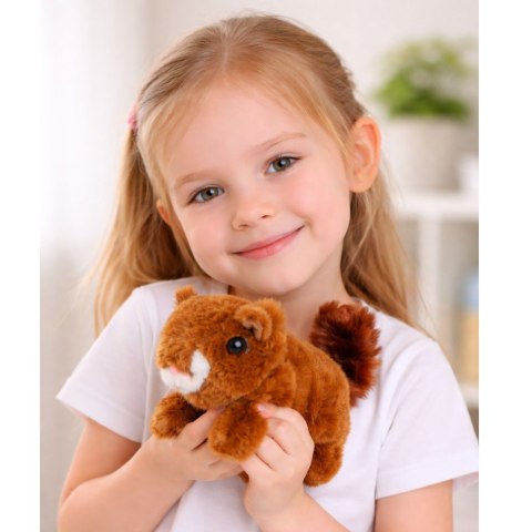 Pluszowa Interaktywna Wiewiórka W Koszyku Chodzi Wydaje Dźwięki Brązowa LEAN Toys