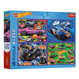 Puzzle - 4x250 - Hot Wheels - Wyścigowe auta - Trefl 13312 Trefl Puzzle