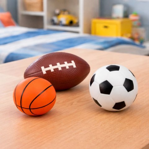 Zestaw Piankowe Piłki Piłka Nożna Do Koszykówki Rugby 3 szt. 10cm LEAN TOYS