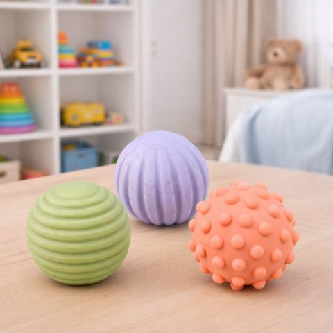 Zestaw Piłeczki Sensoryczne Dla Niemowląt Pastelowe 3 szt 6 cm LEAN TOYS