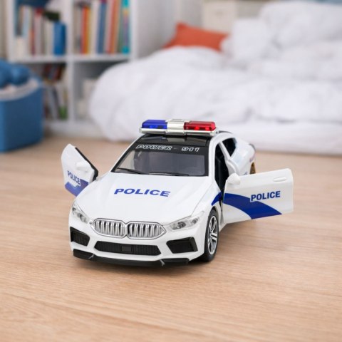 Auto Policyjne Radiowóz Otwierane Drzwi Napęd Światła Dźwięki Biały LEAN Toys