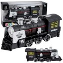 Klasyczna Lokomotywa Czujnik Przeszkód Dym Światła Dźwięki Czarna LEAN Toys