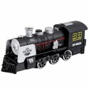 Klasyczna Lokomotywa Czujnik Przeszkód Dym Światła Dźwięki Czarna LEAN Toys