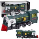 Klasyczna Lokomotywa Czujnik Przeszkód Dym Światła Dźwięki Zielona LEAN Toys