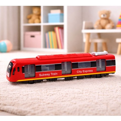 Metro Pociąg City Express Otwierane Drzwi Światła Dźwięki Czerwony LEAN Toys