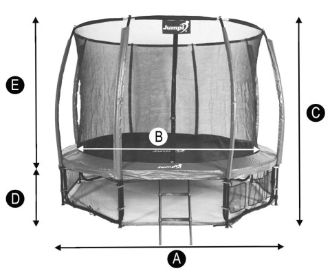 Trampolina Ogrodowa Jumpi 252cm/8FT Maxy Comfort Plus Żółta Z Wewnętrzną Siatką Jumpi