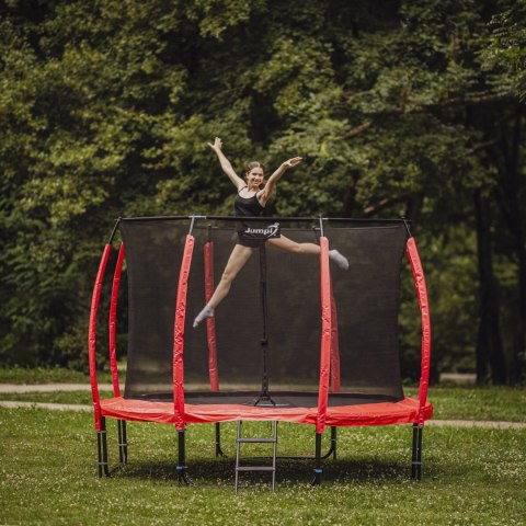 Trampolina Ogrodowa Jumpi 312cm/10FT Maxy Comfort Plus Czerwona Z Wewnętrzną Siatką Jumpi