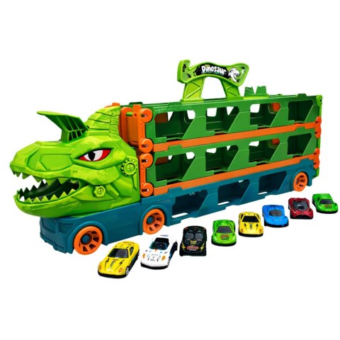 Ciężarówka Dinozaur z Resorakami Tor Dla Autek Transporter Wyrzutnia 4w1 LEAN Toys
