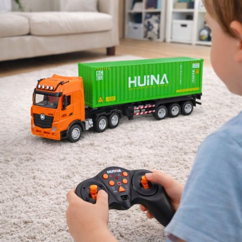 Ciężarówka Zdalnie Sterowana RC Z Kontenerem HUINA Światła Dźwięki 1:18 HUINA