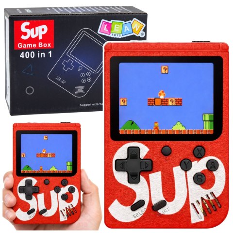Elektroniczna Gra Konsola Retro Sup 400 Gier LCD 8 Bit Czerwona LEAN Toys