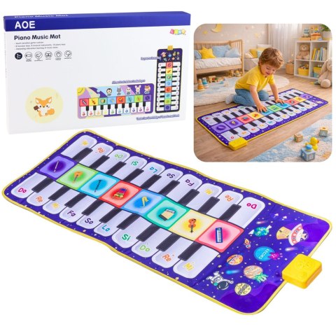 Muzyczna Mata Edukacyjna Taneczna Interaktywna Pianinko Kosmos 120 x 48 cm LEAN Toys