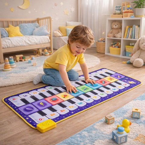 Muzyczna Mata Edukacyjna Taneczna Interaktywna Pianinko Kosmos 120 x 48 cm LEAN Toys