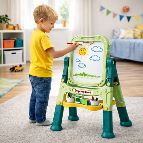 Tablica Dwustronna Magnetyczna Kredowa Suchościeralna Magnesy Kredy 48 el. LEAN Toys