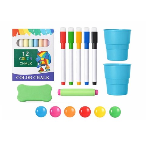 Tablica Dwustronna Magnetyczna Kredowa Suchościeralna Magnesy Kredy 48 el. LEAN Toys