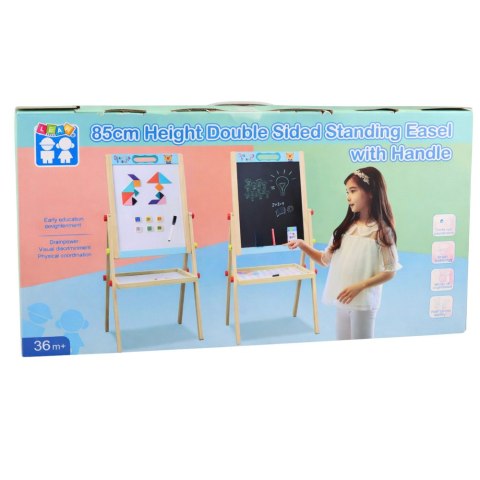 Dwustronna Tablica Drewniana Suchościeralna Kredowa Niebieska LEAN Toys