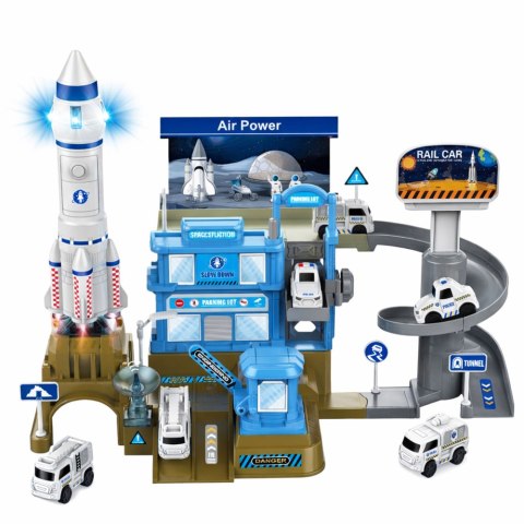 Kosmiczna Stacja Interaktywna Parking Rakieta Światła Dźwięki LEAN Toys