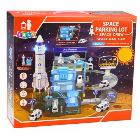 Kosmiczna Stacja Interaktywna Parking Rakieta Światła Dźwięki LEAN Toys