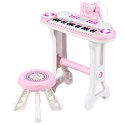Pianinko Elektroniczne Organy Dla Dzieci Stołek Mikrofon MP3 Różowe LEAN Toys