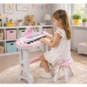 Pianinko Elektroniczne Organy Dla Dzieci Stołek Mikrofon MP3 Różowe LEAN Toys