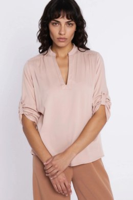 Bluzka z podwijanym rękawem B227 Beige - Nife Nife