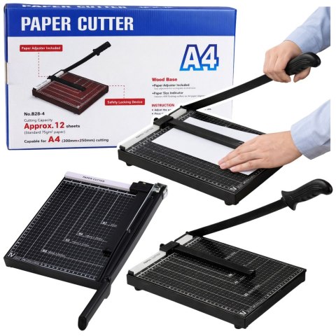 Gilotyna Do Papieru A4 Trymer Do Cięcia Papieru Metalowa Biurowa Czarna LEAN