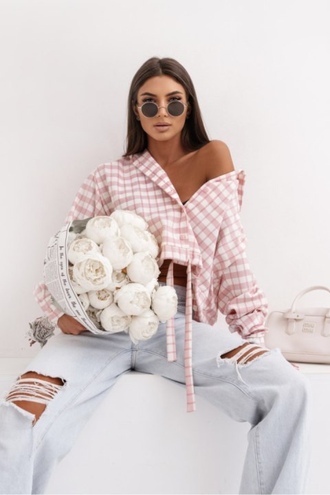 Koszula Damska Model Soho Krata 496878008 Pink/Ecru - LaBalancia LaBalancia