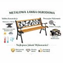 Ławka Ogrodowa Drewniana Metalowa Ławeczka Parkowa Ogrodowa z oparciem LEAN