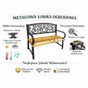 Ławka Ogrodowa Park Taras Ogród Metalowe Oparcie Drewniana Zdobiona 118 cm LEAN