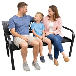 Ławka Ogrodowa Parkowa Taras Ogród Metalowa Oparcie Czarna 120 cm LEAN