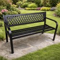 Ławka Ogrodowa Parkowa Taras Ogród Metalowa Oparcie Czarna 120 cm LEAN