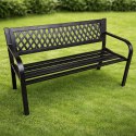 Ławka Ogrodowa Parkowa Taras Ogród Metalowa Oparcie Czarna 120 cm LEAN