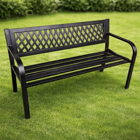 Ławka Ogrodowa Parkowa Taras Ogród Metalowa Oparcie Czarna 120 cm LEAN