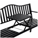 Ławka Ogrodowa Taras Ogród Park Metalowa Oparcie Stolik Czarna 150 cm LEAN
